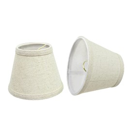 Aspen Creative 32058-2A Small Hardback Empire Shape Chandelier Clip-On Lamp Shade Set (2 Pack), Transitional Design in Oatmeal, 5" bottom width (3" x 5" x 4"), LIGHT GREY