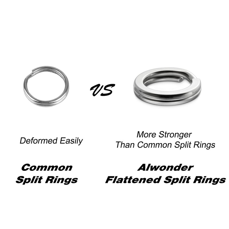 Alwonder 100 Pack Fishing Split Rings Stainless Steel Lure Rings,