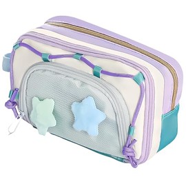 Estuche Organizador Porttil de Mltiples Capas Kawaii para Lpices - Diseo de Bloques de Color de Gran Capacidad Bolsa para Bolgrafos y tiles - Bolsa...