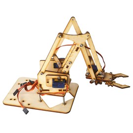 4 DOF Robot Arm Robotic Arm Kit Arduino Robot Arm Wood Robotic Mechanical Arm SG90 Servo for Arduino Raspberry Pi SNAM1500, for Students, DIY Enthusiasts