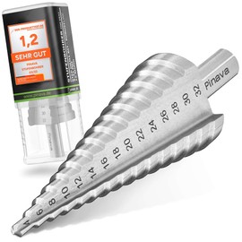 Pinava® Step Drill [Robust Line] for Metal, Stainless Steel, Plastic and Wood [Diameter 4-32 mm] - Professional HSS Taper Drill - Peeling Drill 10 mm Shank - Sheet Metal Drill Step Drill Bit