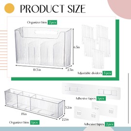 Baderke 3 Pcs Storage Organizer Bins Plastic Wall Mounted Organizer Basket Cabinet Door Organizer Hanging Basket Bins for Pantry Wall Kitchen Bathroom Organizing