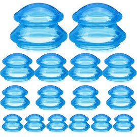 Geiserailie 16 Pcs 4 Sizes Cupping Therapy Set Silicone Cupping Massage Cups Professional Chinese Therapy Cup Vacuum for Body Muscle Nerve(Blue)