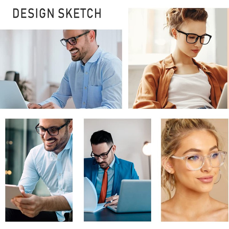 AFNWQI Fashion Square Blue Light Blocking Glasses - Clear Computer