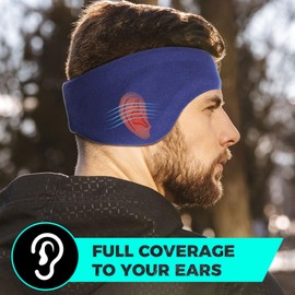 WTACTFUL 2 Pieces Winter Double-Layer Fleece Ear Warmers Muffs Headband Ear Covers for Men Women Ski Running Cycling Hiking Black Blue