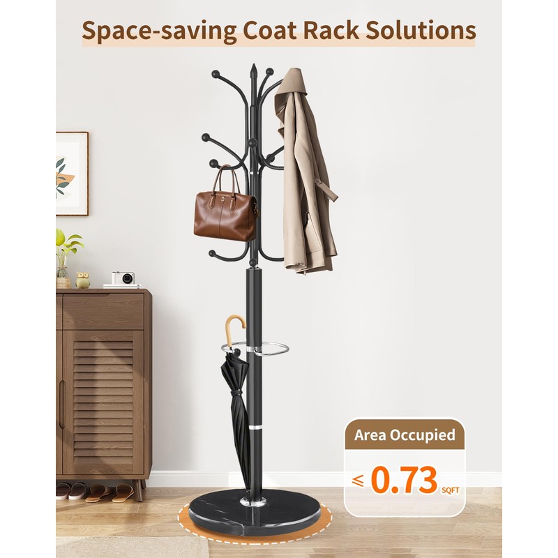 EZIVIEZ Modern Coat Rack Stand, Metal Freestanding Coat Rack with