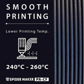 SpiderMaker PA-CF Nylon 3D Printer Filament, Carbon Fiber Filled Nylon Filament - 1.75mm, 1 kg (Black)