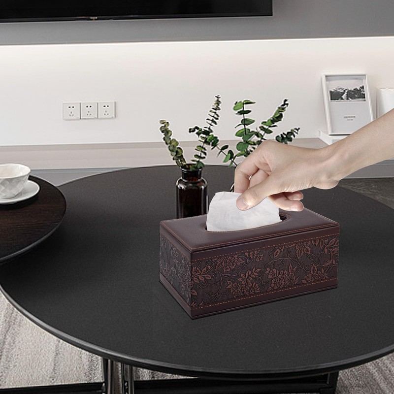 XNONE Taschentuchbox-Abdeckung, PU-Leder, rechteckiger Taschentuch-Organizer, Serviettenspender für Zuhause, Büro, Restaurant,