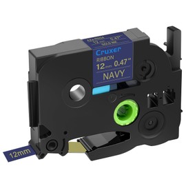 Cruxer 1 Pack Compatible for P-Touch TZe-RN34 TZ-RN34 Gold Print on Navy Satin Ribbon 12mm 1/2" 0.47 inch for PT-D200 PT-D210 PT-D400 D450 PTD600 PT-H100 PT-1230PC PT-P710BT PT-D400AD Label Maker