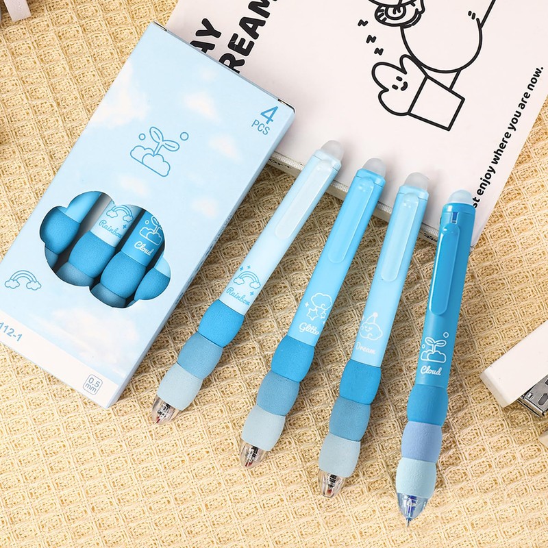4 Pieces Cartoon Gel Pens and 10 Pieces Black Refills,