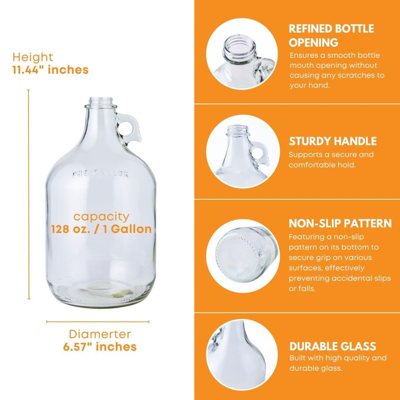 FastRack 4-Pack 1G Clear Glass Jugs with Polyseal Caps, 6.5G