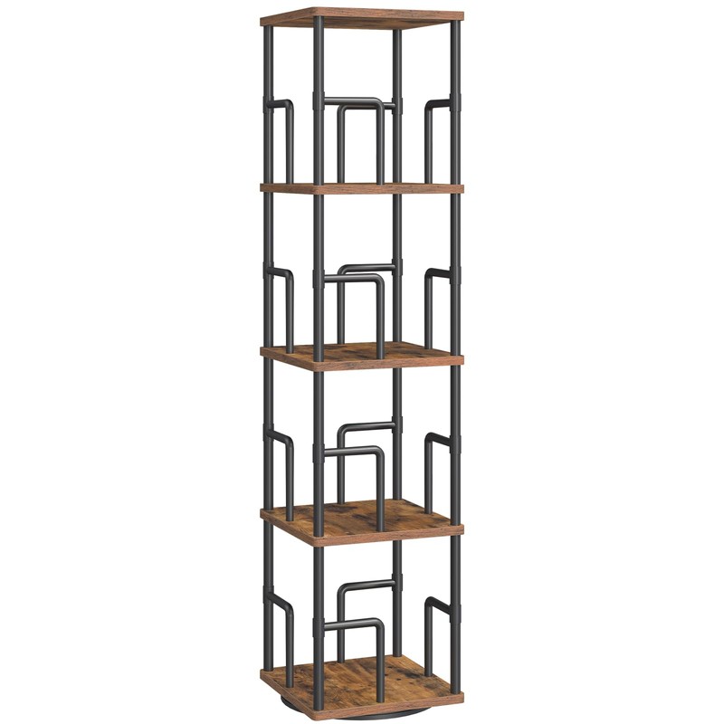 MAHANCRIS 4-Tier Rotating Bookshelf, Freestanding Corner Bookshelf, 360° Spinning Bookcase,