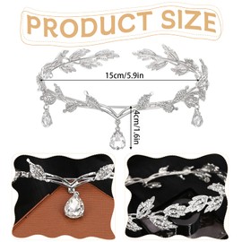 VIDSTW Elf Headpiece Elf Crown with Rhinestones Tiara Women's Rome with Leaf-Shaped Design Headpiece Elf Princess Greece Crown Women's Shiny for Wedding Party Birthday, Alloy, Crystal