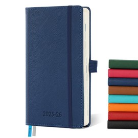 IN-LUXPRO Weekly Monthly 2025-2026 Planner (July 25-Dec 26),6.5"x3.75",18 Months Agenda Plan with Month Tabs & Pocket,Expenses/Note Pages, Academic Calendar with Vegan Leather Cover,Blue