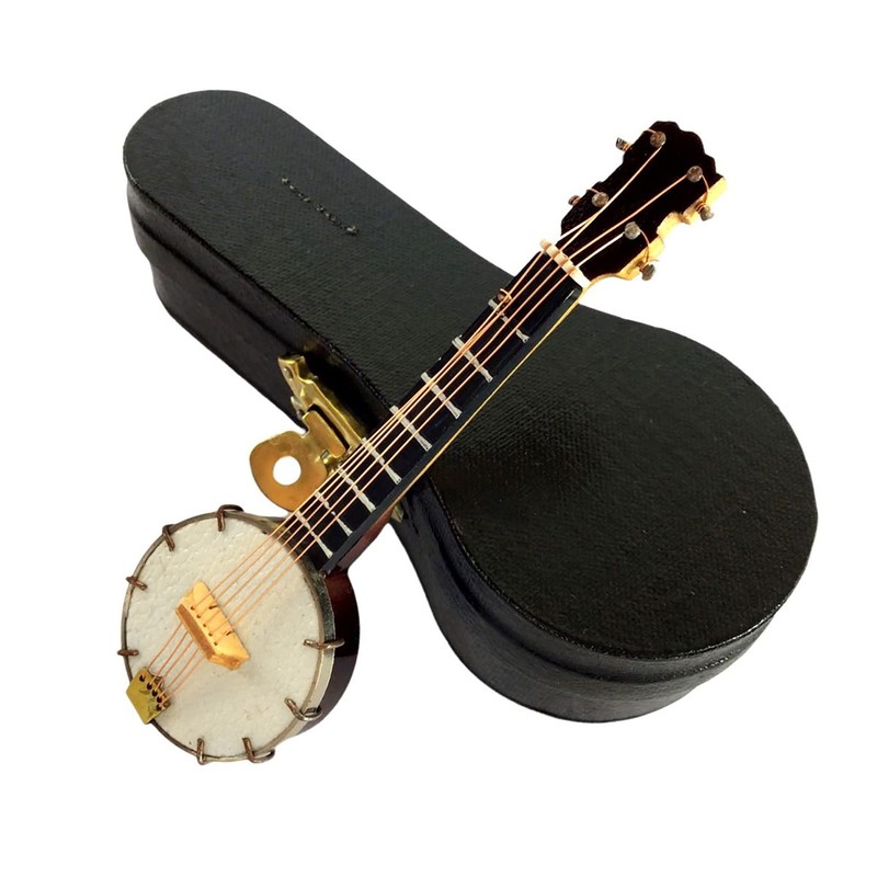 Banjo Miniature Replica Bright White 1.5 x 3 Resin Stone