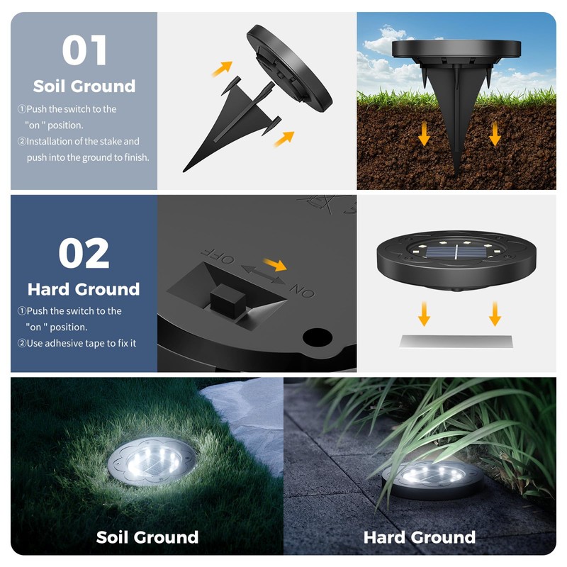 Brightown Solar Lights Outdoor Waterproof, 12 Packs LED In-Ground Solar