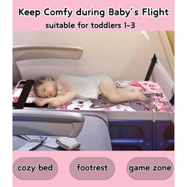 Toddler Airplane Bed for Toddler - Airplane Seat Extender for Kids, Toddler Travel Bed for Airplane Travel Essentials for Kids, Baby Travel Footrest for Flying, Portable Toddler Plane Bed for 1-3