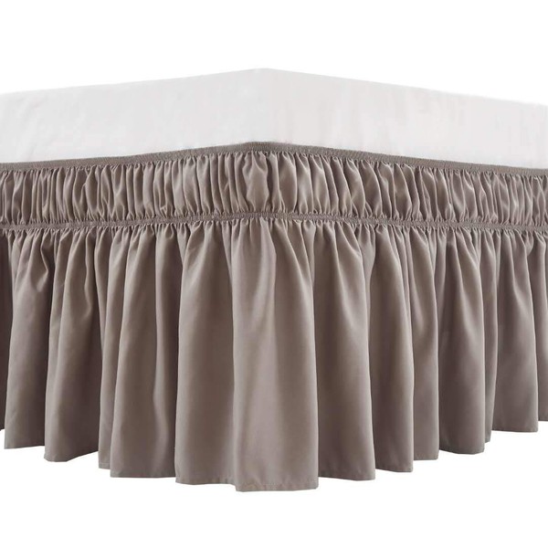 MEILA Wrap Around Bed Skirt Three Fabric Sides Elastic Dust