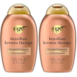 OGX Ever Straightening + Brazilian Keratin Therapy Hair-Smoothing Conditioner with Coconut Oil, Cocoa Butter & Avocado Oil, Paraben-Free, Sulfate-Free Surfactants, 13 Fl Oz (Pack of 2)