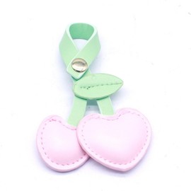 Misovela Cute Cherry Bag Charm Purse Charm Leather Heart Cherry Keychains Handbags Car Key Ring Adorable Accessories, Pink, Large