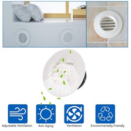 8" Vent Cover ABS Ventilation Air Grill Louver Covers Built-in Fly Screen Mesh Wall/Ceiling Mounted Round Soffit Vents Fit for 8inch Hose(Dia:194mm)