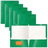 Better Office Products 2 Pocket Glossy Laminated Green Paper Folders,
