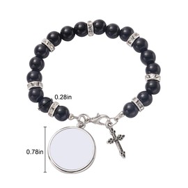 ZUYYON 8 Pcs Sublimation Blank Bracelets Catholic Rosary Heat Transfer Blank Bracelet Rosary Beads Sublimation Blank Photo Bracelets for DIY Jewelry Making(Black, White)
