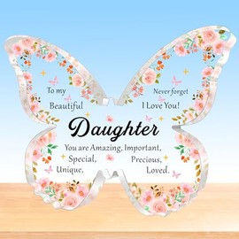 HULALA To My Beautiful Daughter Acrylic Butterfly Plaque Gifts For Daughter Birthday Christmas Graduation Presents From Mum Dad You Are Amazing Important Special Unique Precious Loved