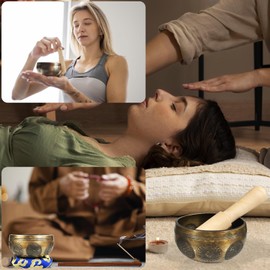 REGIS Tibetan Singing Bowl Set ， Mindfulness, and Stress Relief zen decor，Bowl Handcrafted in Nepal for Healing and Mindfulness (Bronze, 3 inch)