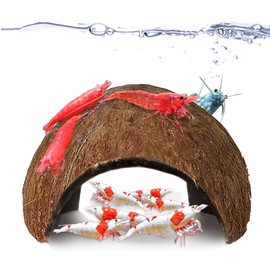 SunGrow Coconut Aquarium Shrimp Cave, 5x3 Inches, Small Fish Tank Aquarium Decorations Accessories, Comfortable Shelter and Breeding Area for Crustaceans, Fish Hideout Aquarium Décor for Spawning, 2pc