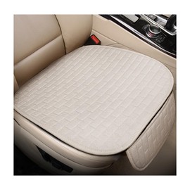 KVAEY Linen Back Car Seat Cover, Anti-Slip Long Bottom Rear Seat Cover Protector with Storage Pockets, Breathable Linen Rear Bench Seat Protector Cushion Pad for Most Vehicles (Beige, Front)