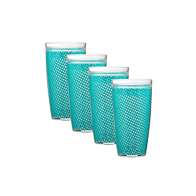 Kraftware Fishnet Collection 22 oz. Doublewall Insulated Hiball, Teal -