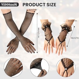 4 Pairs Lace Gloves, Elegant Fishnet Gloves with Rhinestone, Fingerless Gloves Mesh Gloves Sheer Gloves Black White Gloves Wedding Banquet Dress Glove Vintage Opera Gloves for Women