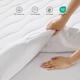 Soft & Lofty Cotton Waterproof Quilted Twin XL Mattress Protector, Breathable Soft Mattress Pad, Noiseless Fitted Mattress Cover, Bed Cover with Deep Pocket Fits 8-22" Mattress (39x80 White)