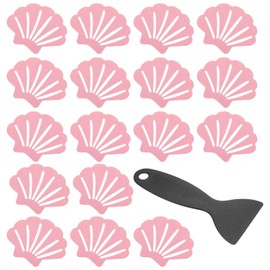 PATIKIL 30 Pcs Non Slip Bathtub Stickers, Anti Slip Shower Stickers with Scraper Bathroom Shower Floor Decals Sea Shell Shape Cute Treads Tubs, Pink