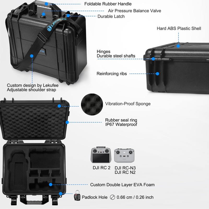 Lekufee Waterproof Hard Case Compatible with DJI Air 3S/3 Drone/Fly