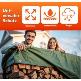 2 x 2 m Protective Tarpaulin 150 g/m² Green – All-Purpose Tarpaulin & Garden Tarpaulin – Waterproof Tarpaulin with Eyelets, Construction Tarpaulin & Tent Tarpaulin for Camping and Garden