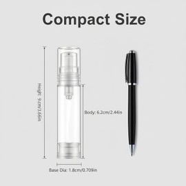 12PCS 10ML / 0.34oz Transparent Small Ounce Empty PS Plastic Airless Vacuum Pump Press Bottle Jar Pot Vial Container For Cosmetic Makeup Serums Cream Lotion Travel Toiletries Liquid Toner Sample