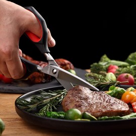 LIVINGO Kitchen Shears Heavy Duty: Cooking Scissors Dishwasher Safe Come Apart Sharp Forged Stainless Steel Blade Utility Food All Purpose for Cutting Poultry Chicken Meat Bones Vegetable, 8.5 inches
