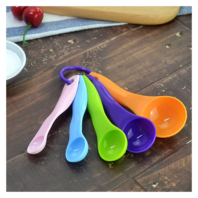 Set of 5 Plastic Measuring Spoons Set Colorful Measuring Cup