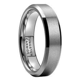 CROWNAL 5mm Tungsten Carbide Rings for Men Women Wedding Bands Beveled Polished Edges Matte Finish Comfort Fit (Silver 5mm,10.5)