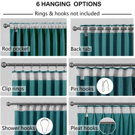 SMILETIME - Cortinas de 52 x 84 pulgadas, color azul lago con pestaña trasera, juego de 2 paneles de bolsillo para barra y diseño de pliegues de pellizco, filtrado de luz y aislamiento térmico, ideal