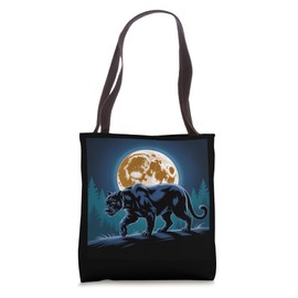 Kids Black Panther Full Moon Trees Sasquatch Black Panther Tote Bag