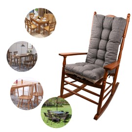 KGPLOME 18 in Jumbo Rocking Chair Cushions with Ties,Non-Slip Durable Linen Pads Thick Padding and Tufted Design for Living Room Rocker (Dark Gray, Set of Seat & Back Cushion)