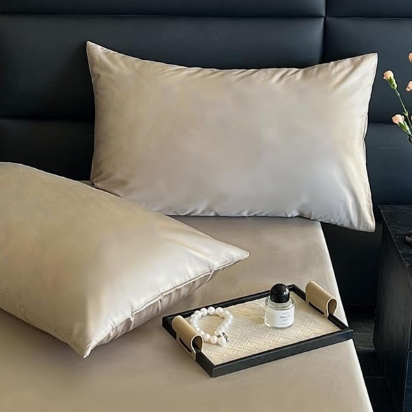 Set of 2 Pillow Cases 100% Cotton Sateen Weave 100