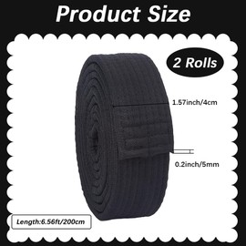 CREATCABIN 2Pcs Black Jiu Jitsu Belts Polyester Martial Arts Belt Judo Karate TKD Aikido Uniform Ranking Belt Long Soft Universal Fit Belts for Taekwondo Hapkido Sports Training Equipment 6.56ft