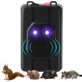 Qualirey 2 Pcs Ultrasonic Rodent Repellent for Car Engines Car Rodent Repeller Under Hood Battery Operated Rat Repellent with Strobe Light Keep Pest Squirrels Mice Out of Garage RV Outdoor