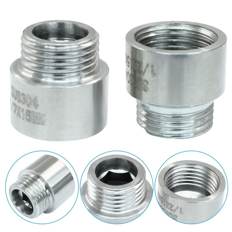 Rierdge 2 Pack 15mm Length Stainless Steel Shower Head Extension,