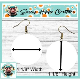 Sassy Hippo Creations Earrings Round Gold Hook Backs Sharks Abstract Ocean Beach Sea Sublimated