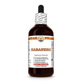 Habanero (Capsicum Chinense) Dry Rinds and Fruit Tincture, Made in Hawaii, Organic Raw Materials, All Natural, Vegan, Pure Liquid Extract - 4 fl.oz